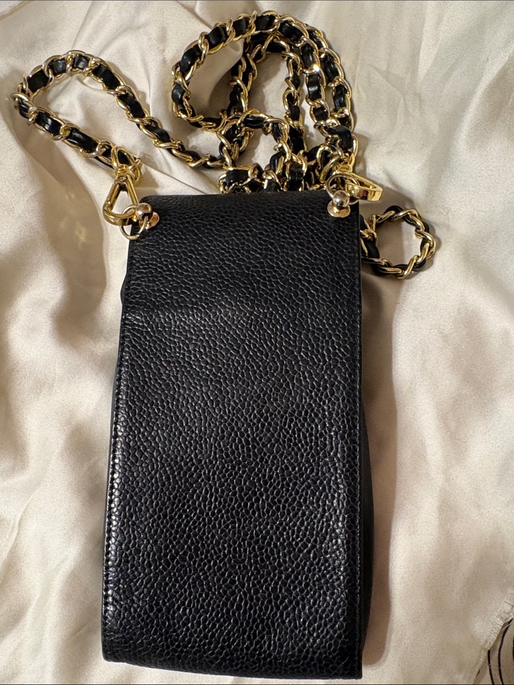 CHANEL Black Caviar Leather Phone Pouch with Embossed CC Flap - Picture 7 of 7
